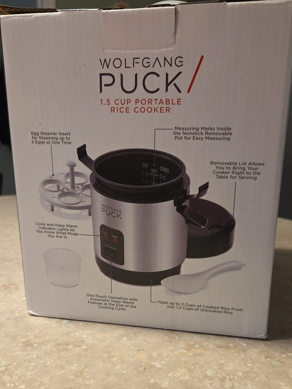 Wolfgang Puck 1.5 Cup Portable Rice Cooker - Silver